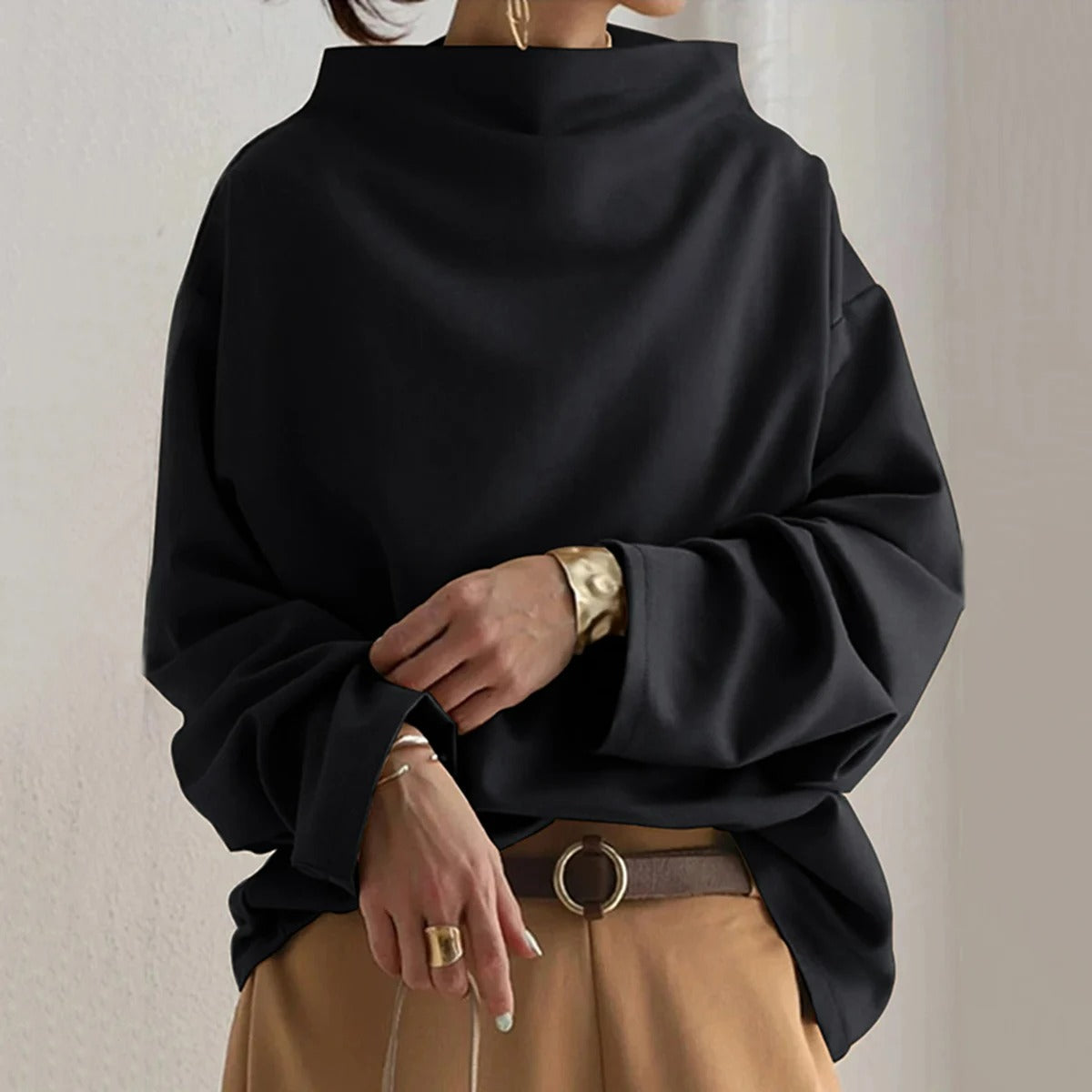 Abigail - Langärmeliger Pullover Schwarz